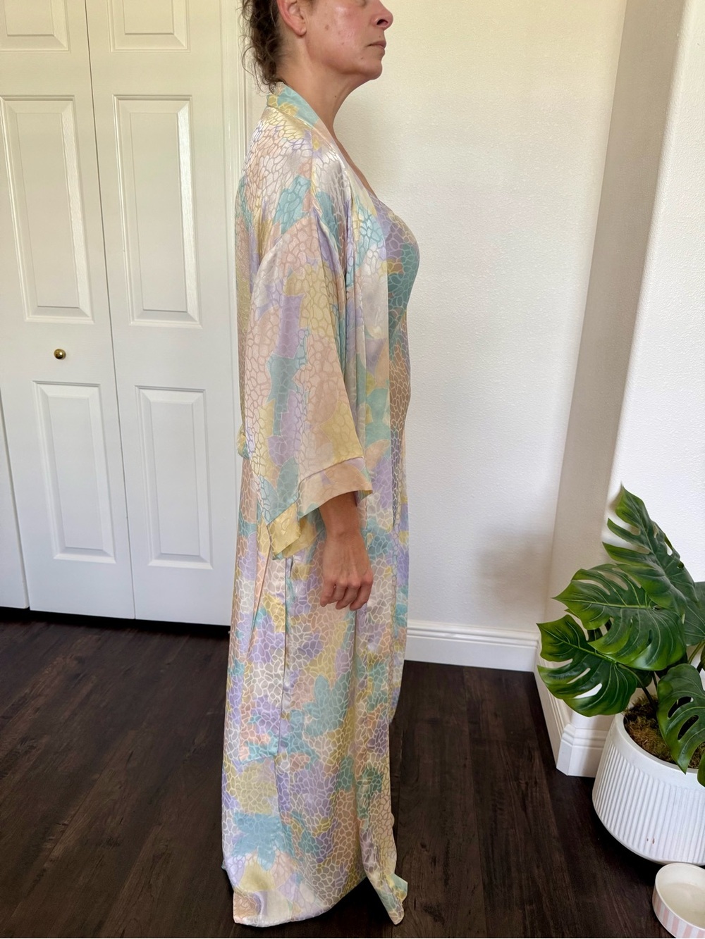 Vintage Georgette Trabolsi Maxi Slip Robe Set Coquette Cottagecore L - Picture 15 of 16